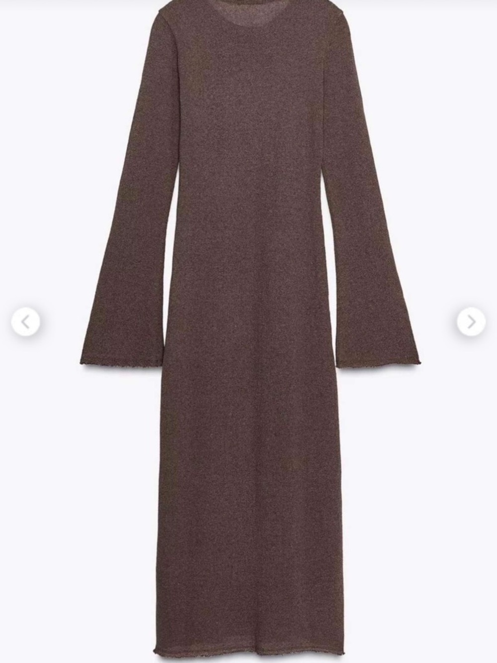 Zara Brown Long-Sleeve Maxi Dress - Picture 2 of 8